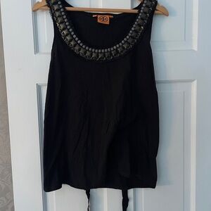 Tory Burch Black Grey  Embellished Tank Top L beaded